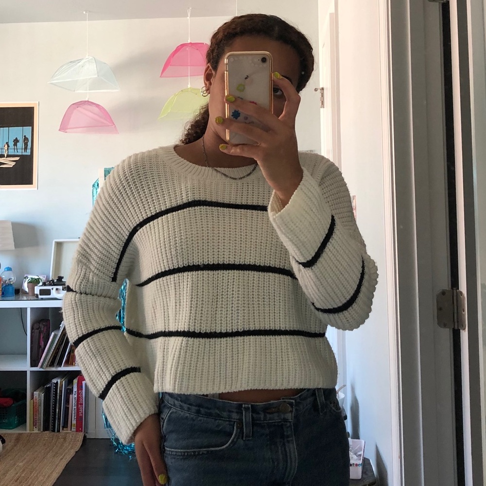 white sweater